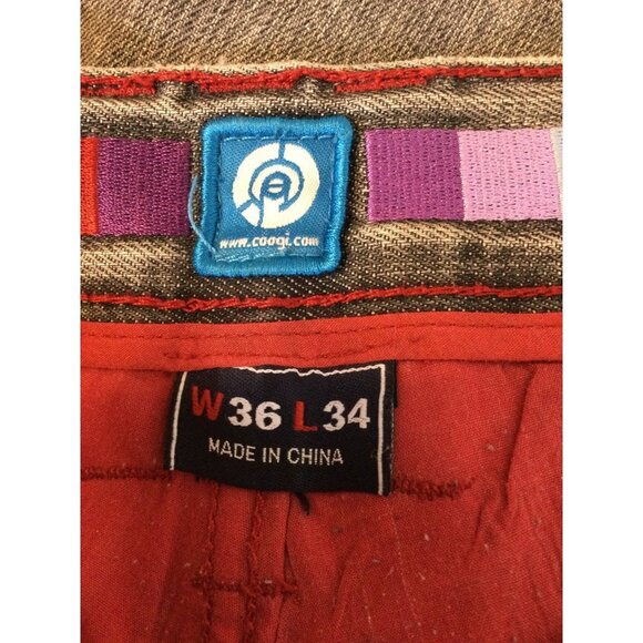 COOGI Mens Jeans Rainbow Stripe Embroidered Pockets Baggy Hip Hop Size 36 x 34 - Picture 9 of 14